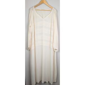 Mes Demoiselles Paris Silk Sheer Stripe Paneled Nightgown Douceur Ivory 42